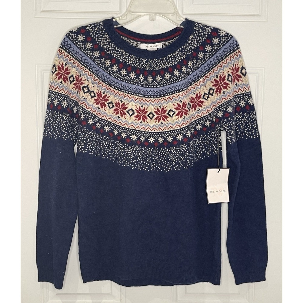 Anthropologie Tabitha Webb Womens Medium Fair Isle Sweater Lambswool Ski Coastal